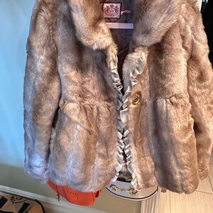 Juicy Couture Faux Fur Jacket in Tan